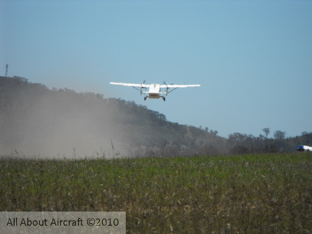 Skyvan throwing up some dust on takeoff
